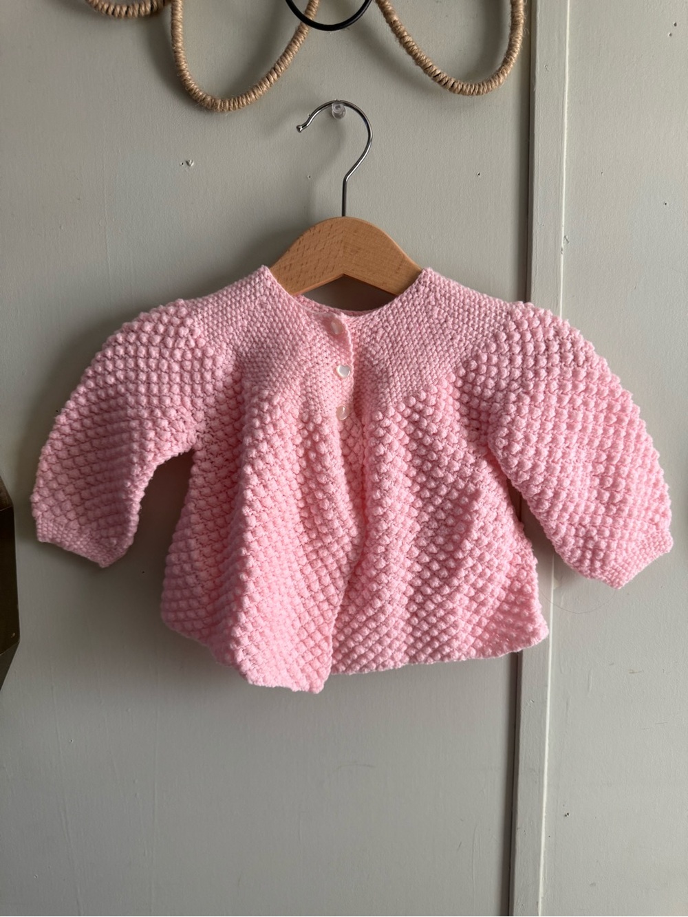 Classic Pink Knit Baby Cardigan